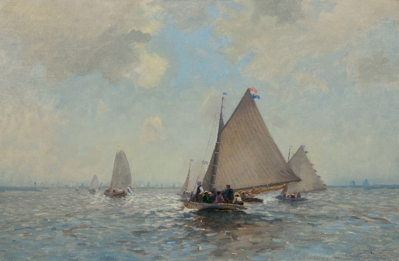 Ydema E.  | Egnatius Ydema, Sportboot auf dem Sneekermeer, Öl auf Leinwand 61,6 x 93,3 cm, Unterzeichnet u.r.