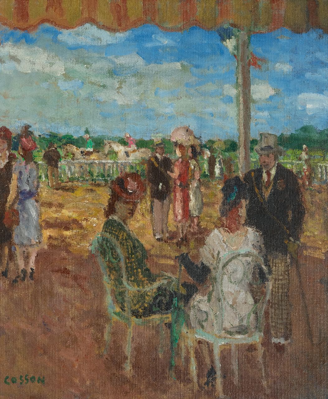 Cosson J.L.M.  | Jean Louis 'Marcel' Cosson | Gemälde zum Verkauf angeboten | Auf der Renbahn, Öl auf Leinwand 45,9 x 38,4 cm, Unterzeichnet u.l.