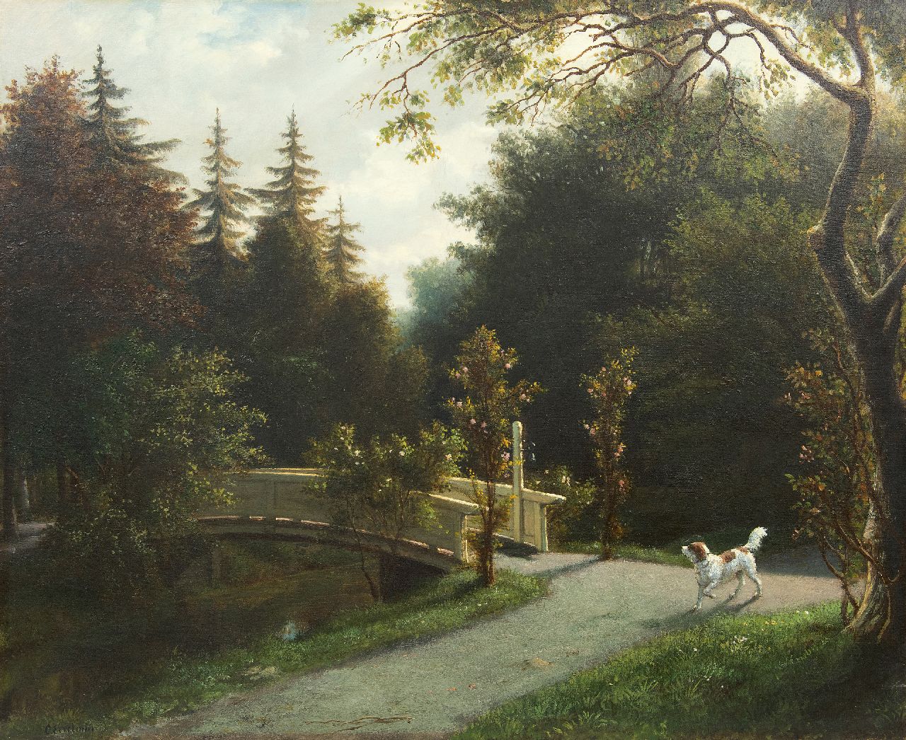 Eerelman O.  | Otto Eerelman | Gemälde zum Verkauf angeboten | Jagdhund in einem Park, Öl auf Leinwand 65,5 x 81,0 cm, Unterzeichnet u.l.