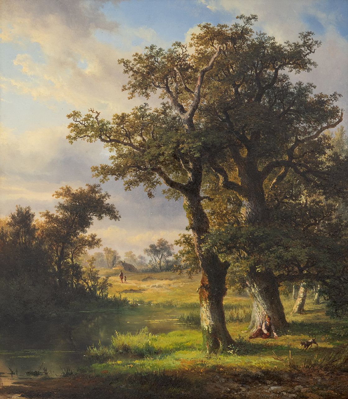 Ortmans F.A.  | François Auguste Ortmans | Gemälde zum Verkauf angeboten | Sommerlandschaft, Öl auf Holz 36,2 x 31,6 cm, Unterzeichnet u.r. und datiert 1850