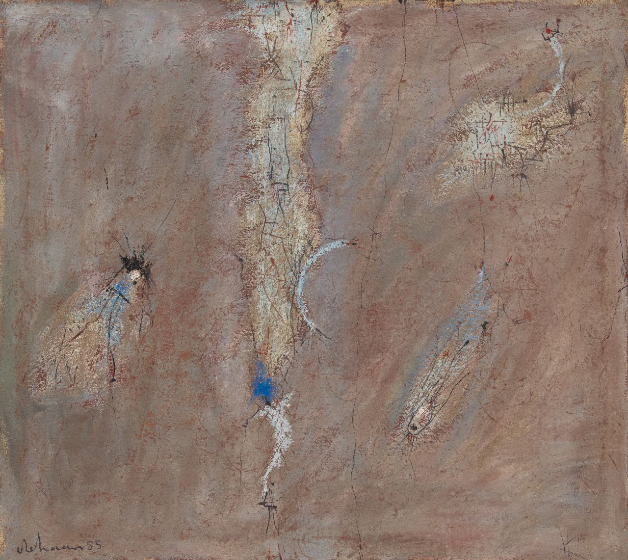 Haan W.J. de | Willem Jacob 'Wim' de Haan, Ohne Titel, Öl auf Leinwand 90,1 x 100,4 cm, Unterzeichnet u.l. und datiert '55