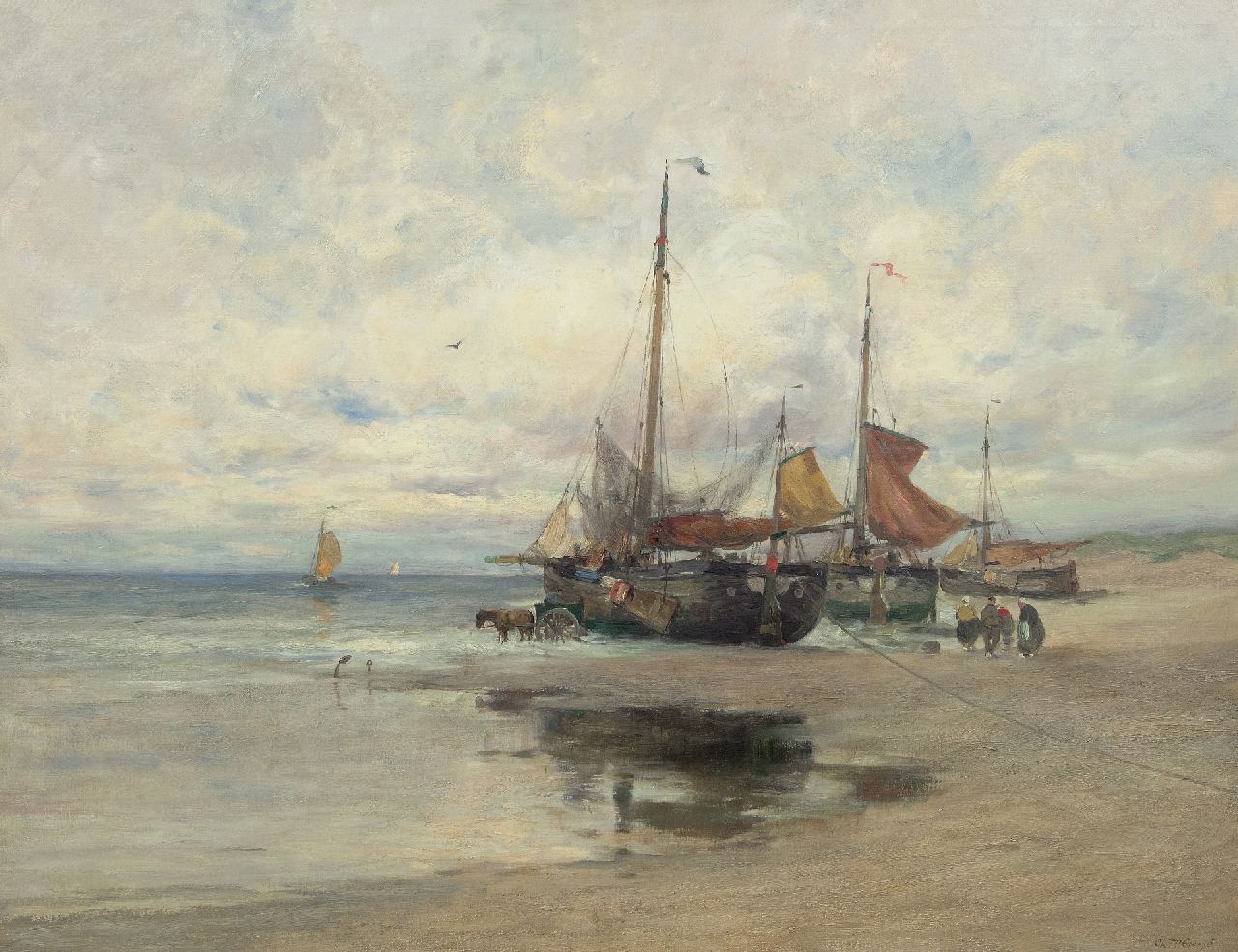 Gruppe C.P.  | Charles Paul Gruppe, Fischerboote auf dem Strand, Öl auf Leinwand 101,7 x 131,8 cm, Unterzeichnet u.r. und zu datieren um 1910