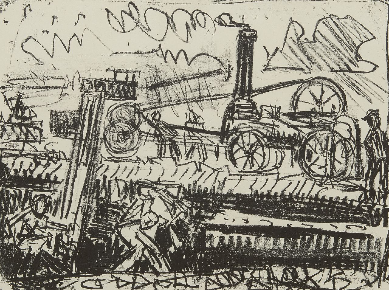 Zee J. van der | Jan van der Zee, Erntemaschinen, Litho auf Papier 37,0 x 47,3 cm, Unterzeichnet u.r. (in Bleistift) und datiert (in Bleistift) '53 Zee J. van der | Jan van der Zee, Erntemaschinen, Litho auf Papier 37,0 x 47,3 cm, Unterzeichnet u.r. (in Bleistift) und datiert (in Bleistift) '53