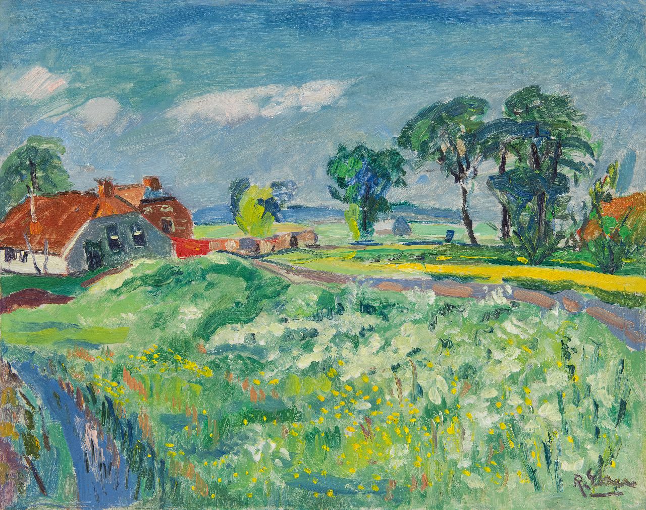 Elzer R.  | Ruurd Elzer, Landschaft, Groningen, Öl auf Leinwand 40,2 x 50,2 cm, Unterzeichnet u.r.