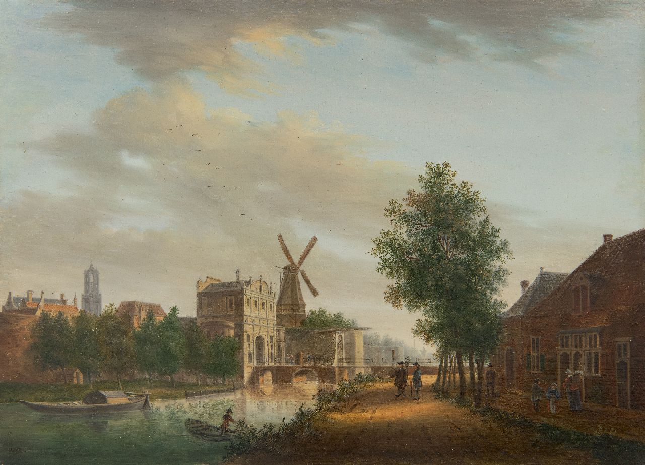 Liender P.J. van | Pieter Jan van Liender, Ansicht von Utrecht mit dem Catharijnepoort, Öl auf Holz 21,1 x 29,0 cm, Unterzeichnet u.l. und datiert 1759