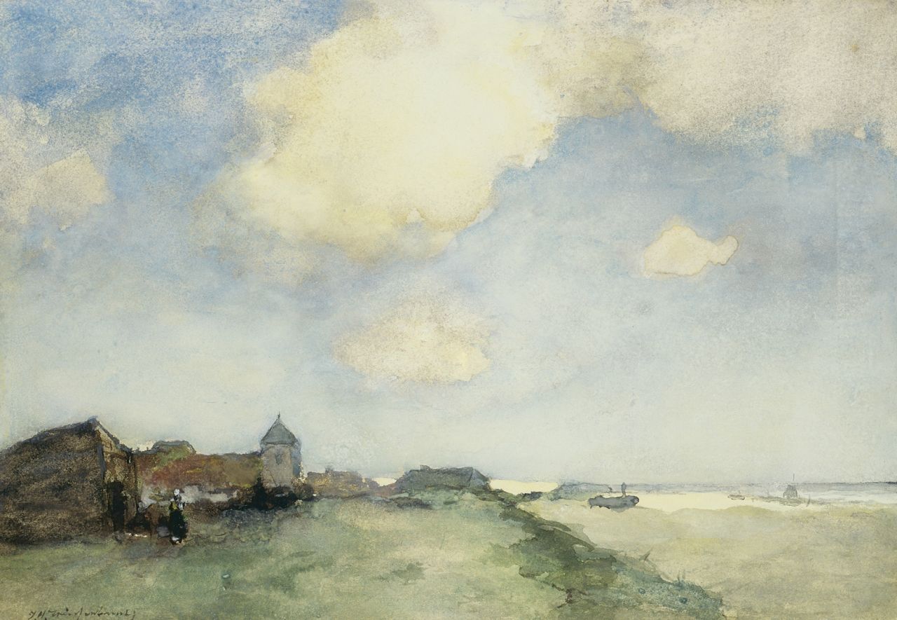 Weissenbruch H.J.  | Hendrik Johannes 'J.H.' Weissenbruch, A coastal scene, Aquarell auf Papier 27,0 x 39,0 cm, signed l.l.
