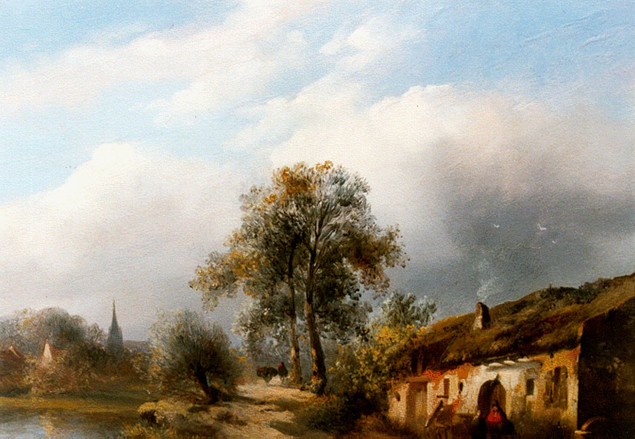 Wayen Pieterszen A. van der | Abraham van der Wayen Pieterszen, A farm in a river landscape, Öl auf Holz 22,3 x 28,1 cm, signed l.r.