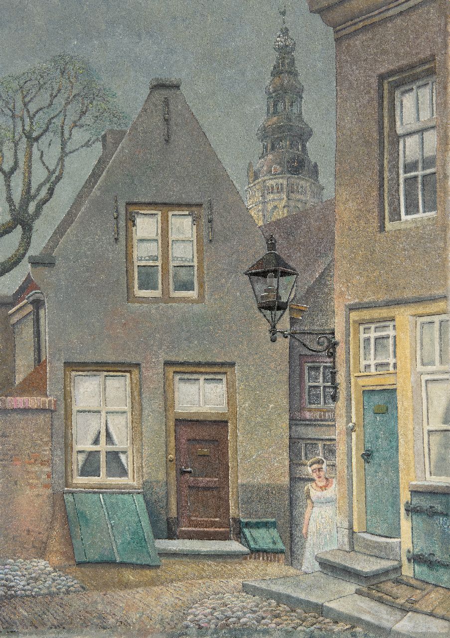 Strube J.H.  | Johan Hendrik 'Jan' Strube | Gemälde zum Verkauf angeboten | Der Fischmarkt in Middelburg mit der Nieuwe Kerk, Öl auf Leinwand 55,8 x 39,8 cm, Unterzeichnet u.r. mit Initialen und ohne Rahmen