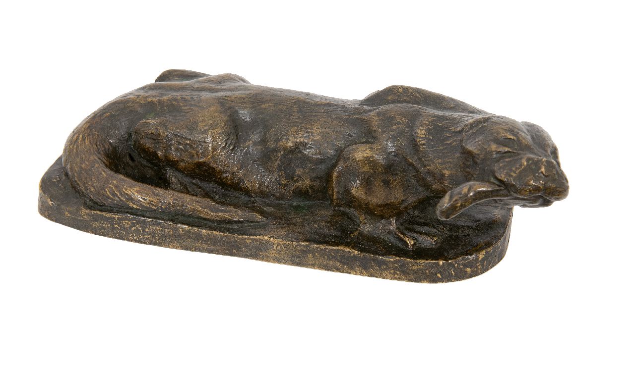Pallenberg J.F.  | Josef Franz Pallenberg | Skulpturen und Objekte zum Verkauf angeboten | Fischotter, Bronze 9,5 x 27,5 cm