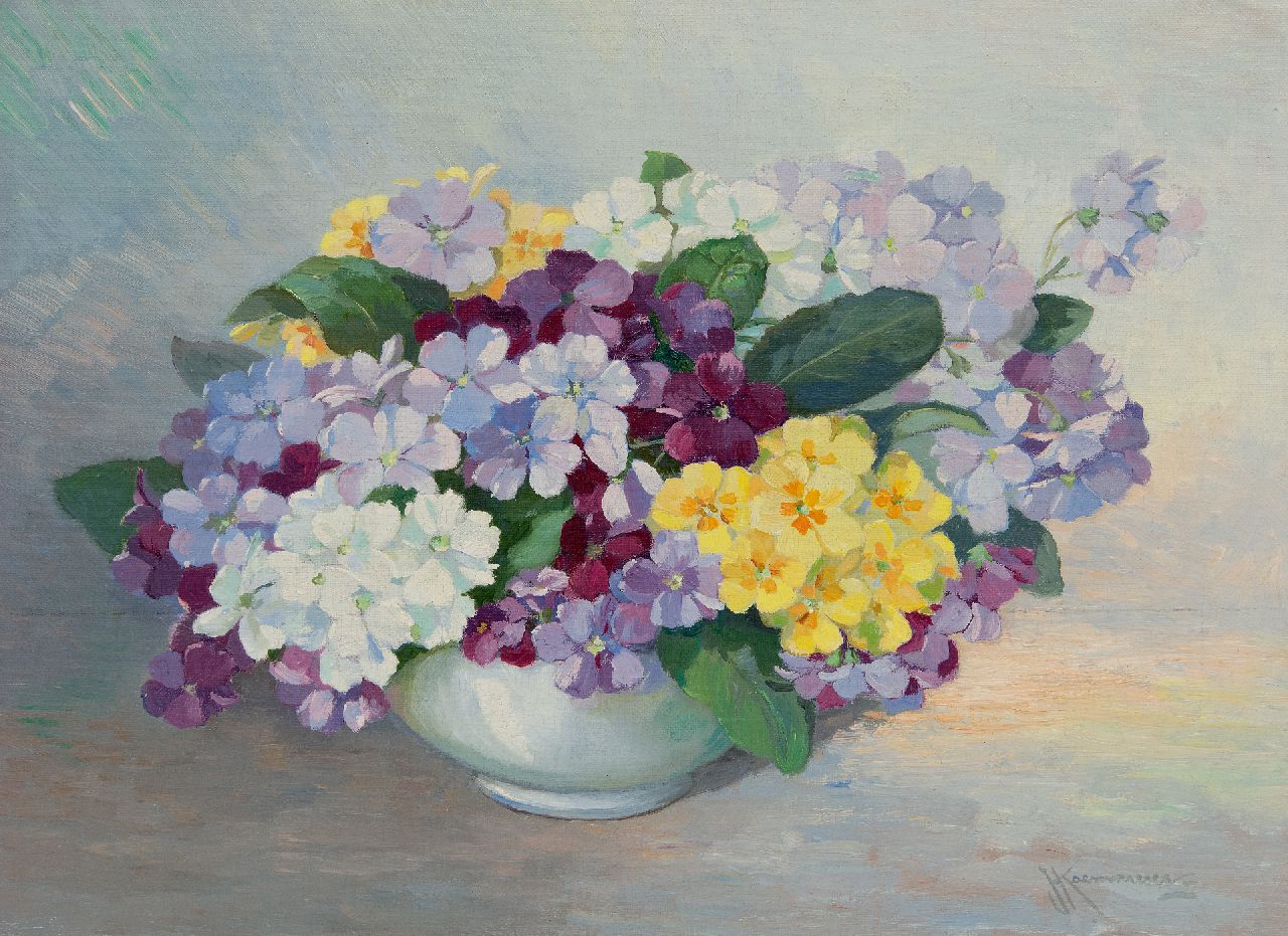 Kaemmerer J.H.  | Johan Hendrik Kaemmerer | Gemälde zum Verkauf angeboten | Frühlingsblumen, Öl auf Leinwand 30,3 x 40,2 cm, Unterzeichnet u.r.