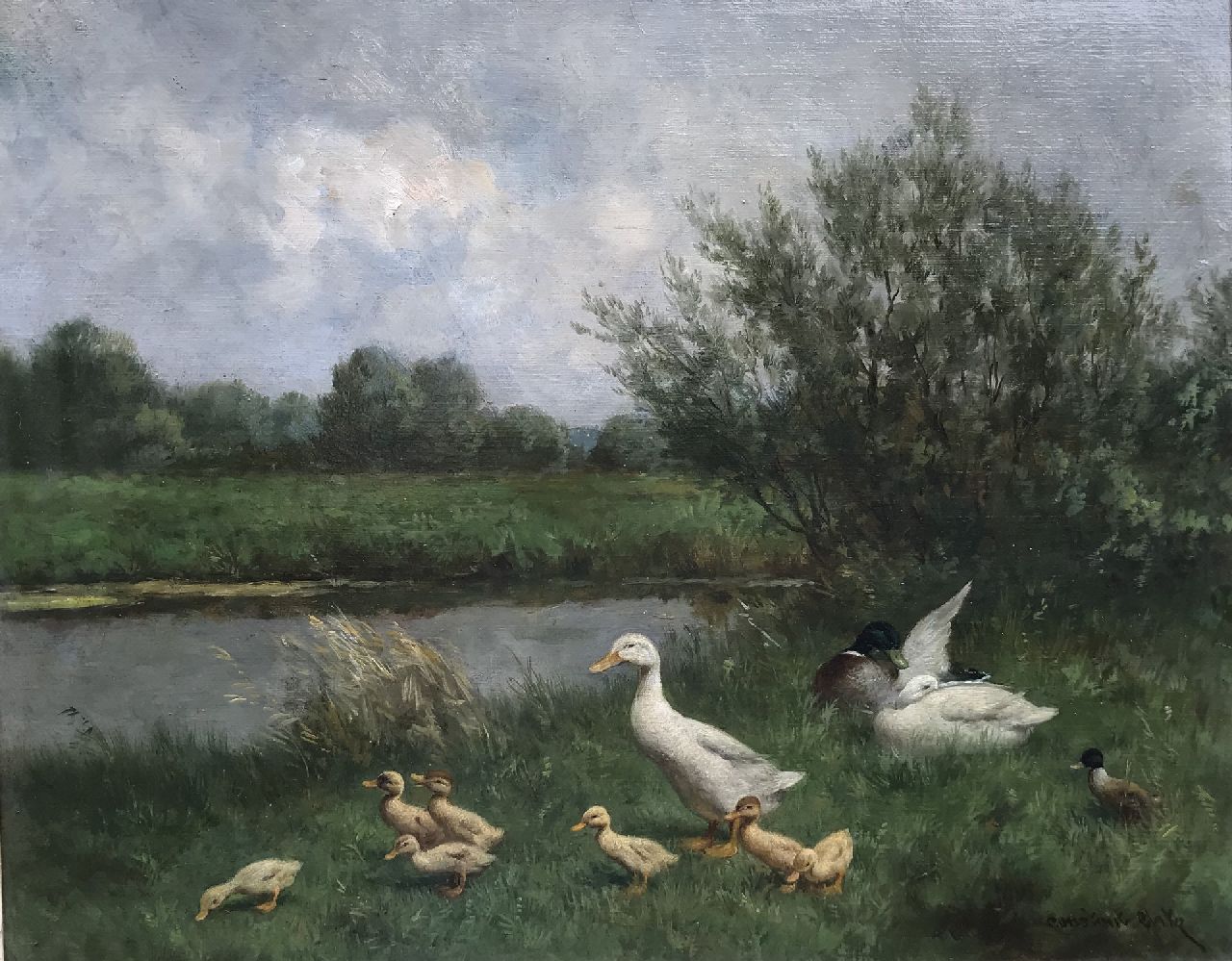 Artz C.D.L.  | 'Constant' David Ludovic Artz | Gemälde zum Verkauf angeboten | Enten am Ufer, Öl auf Leinwand 40,0 x 50,0 cm, Unterzeichnet u.r.