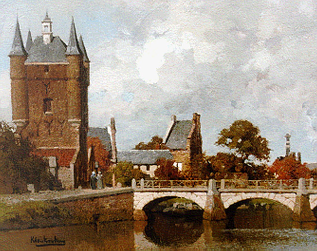 Klinkenberg J.C.K.  | Johannes Christiaan Karel Klinkenberg, View of the Zuydthavenpoort, Zierikzee, Öl auf Holz 20,0 x 27,0 cm, signed l.r.