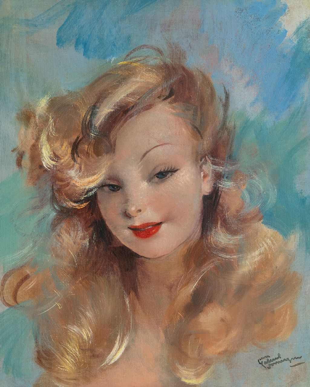 Domergue J.G.  | Jean-Gabriel Domergue | Gemälde zum Verkauf angeboten | Porträt von Mademoiselle Marisa, Öl auf Leinwand 41,0 x 33,0 cm, Unterzeichnet u.r.