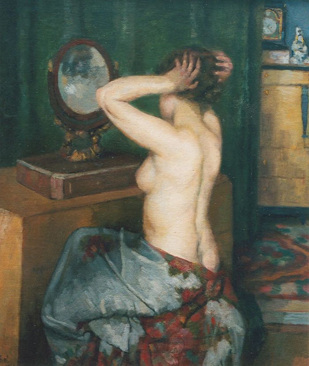 Herschel O.J.  | Otto John Herschel, A half-naked young woman, Öl auf Leinwand 53,0 x 44,5 cm, signed l.l. und dated 1935