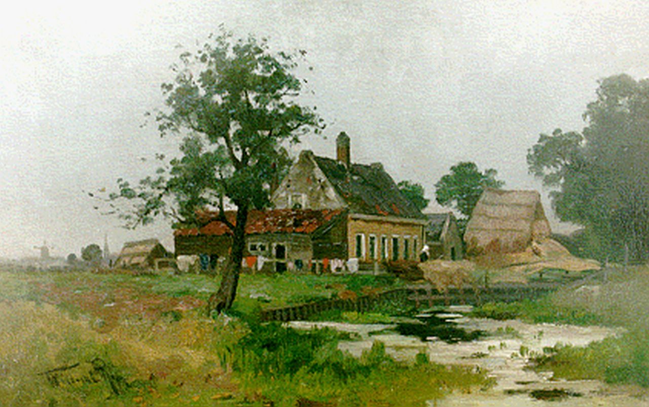 Rip W.C.  | 'Willem' Cornelis Rip, A farmstead near IJsselmonde, Rotterdam, Öl auf Leinwand 32,8 x 51,2 cm, signed l.l.