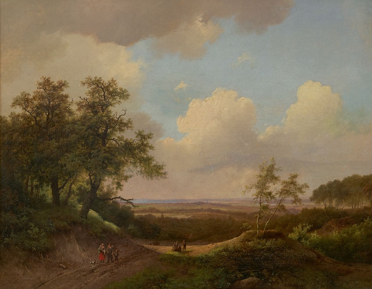 Koekkoek I M.A.  | Marinus Adrianus Koekkoek I | Gemälde zum Verkauf angeboten | Panoramalandschaft mit Landleute, Öl auf Leinwand 51,0 x 65,0 cm, Unterzeichnet l.u. und datiert 1850