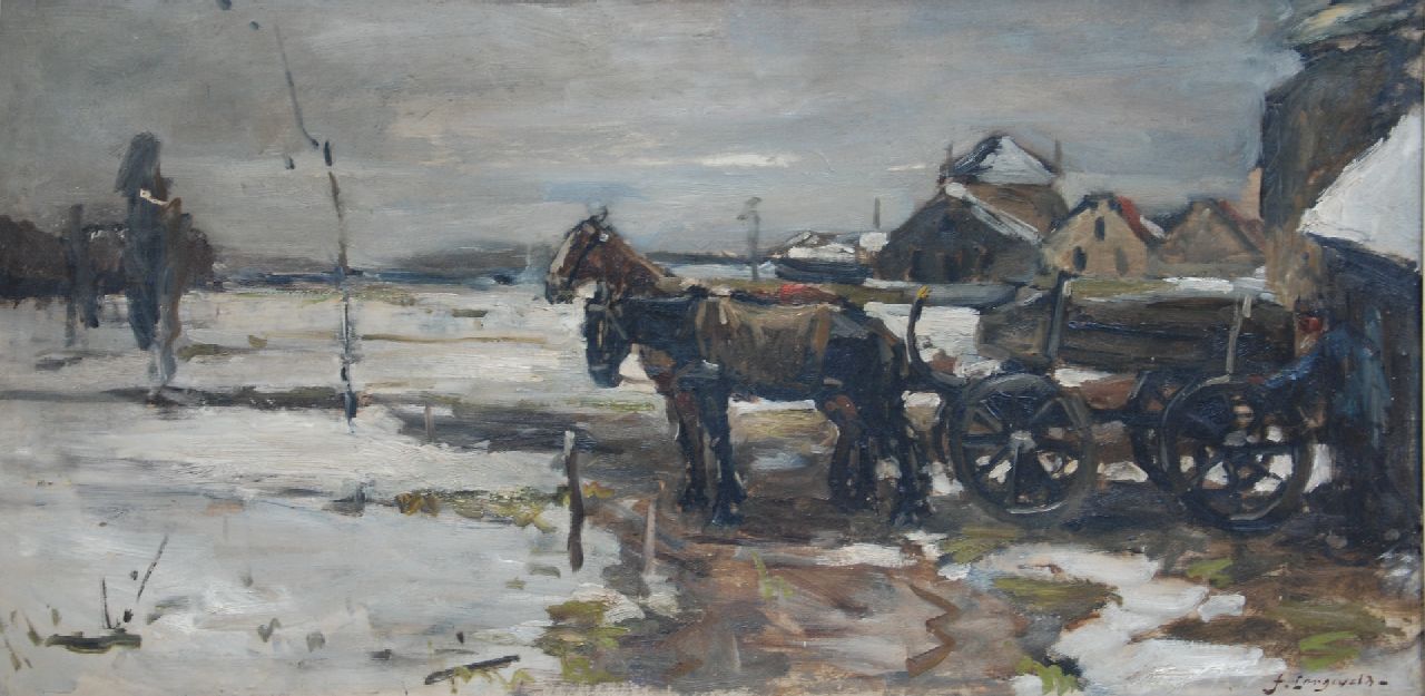 Langeveld F.A. | Franciscus Arnoldus 'Frans' Langeveld | Gemälde zum Verkauf angeboten | Pferd und Wagen im Schnee, Öl auf Leinwand 60,5 x 121,5 cm, Unterzeichnet r.u. Langeveld F.A. | Franciscus Arnoldus 'Frans' Langeveld | Gemälde zum Verkauf angeboten | Pferd und Wagen im Schnee, Öl auf Leinwand 60,5 x 121,5 cm, Unterzeichnet r.u.