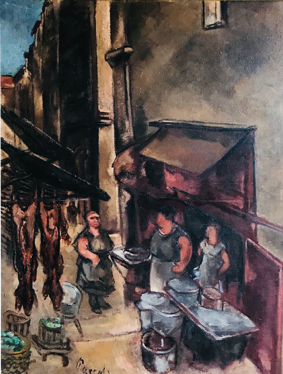 Paerels W.A.  | 'Willem' Adriaan Paerels | Gemälde zum Verkauf angeboten | Altes Viertel mit Fleischer und Figuren, Öl auf Leinwand 80,3 x 60,0 cm, Unterzeichnet l.u. und te dateren ca. 1922-1928