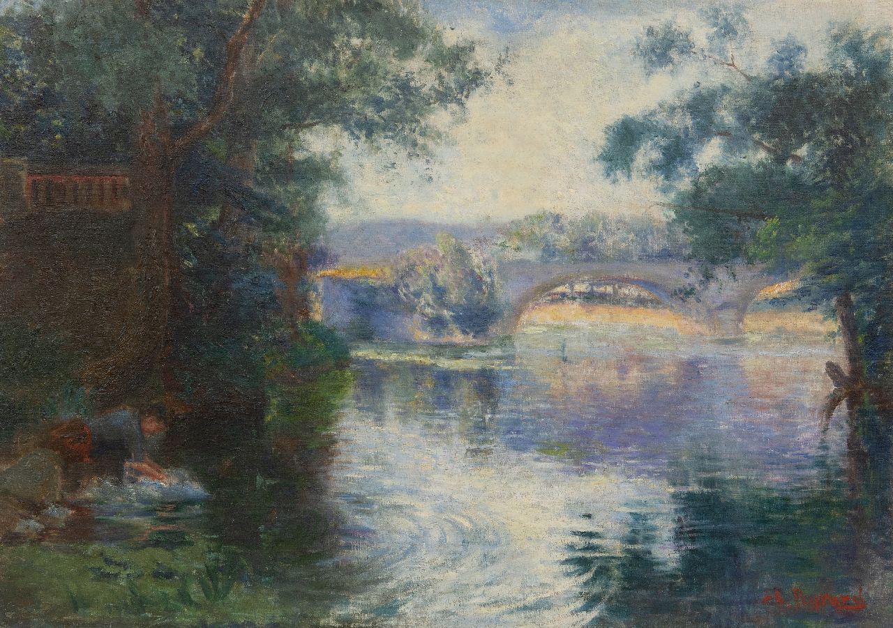 Peyrard C.  | Charles Peyrard | Gemälde zum Verkauf angeboten | Wäscherinnen an einem Fluss, Öl auf Leinwand 45,8 x 65,1 cm, Unterzeichnet u.r.