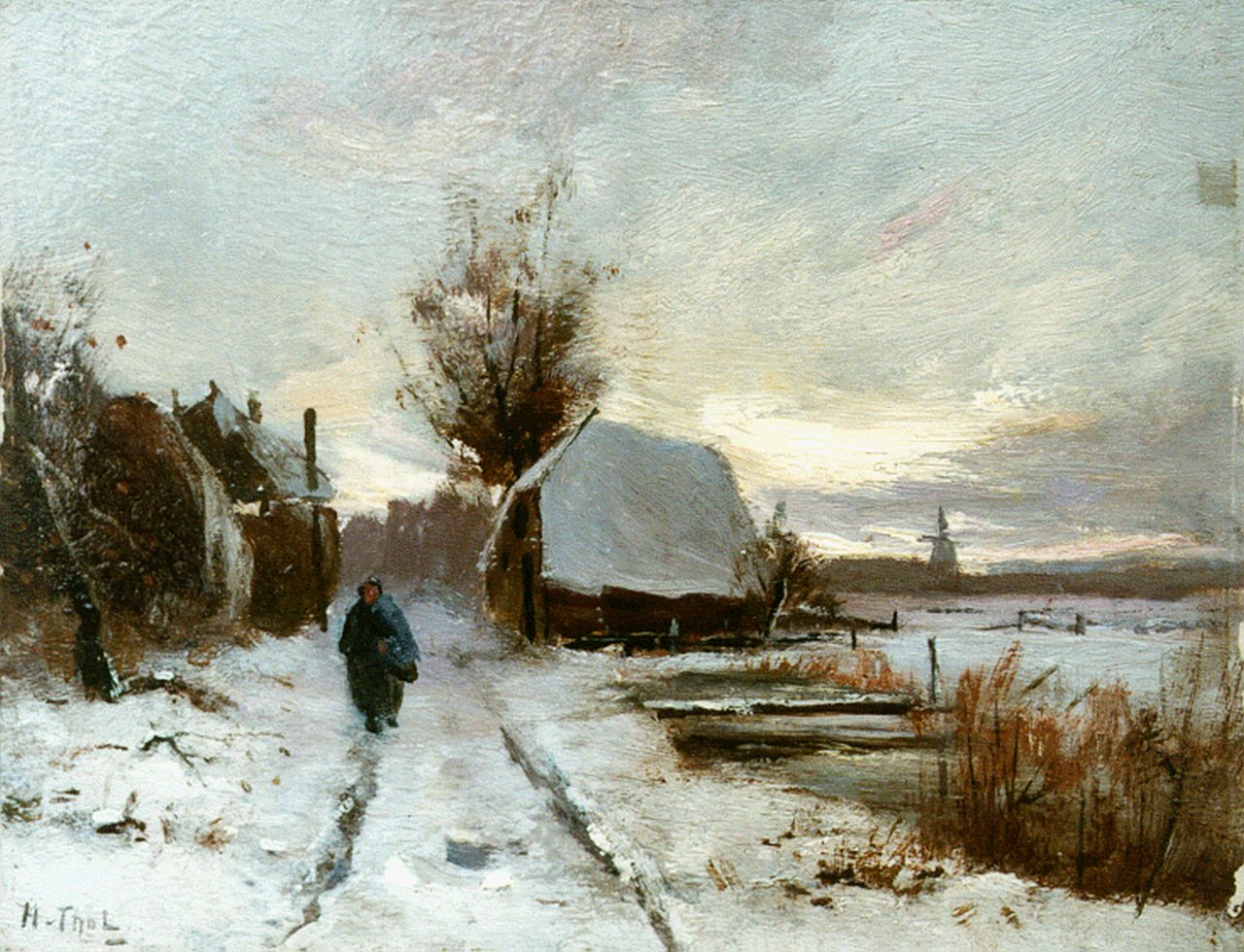Thol H.O. van | Hendrik Otto van Thol, A winter landscape, 18,8 x 24,5 cm, signed l.l.