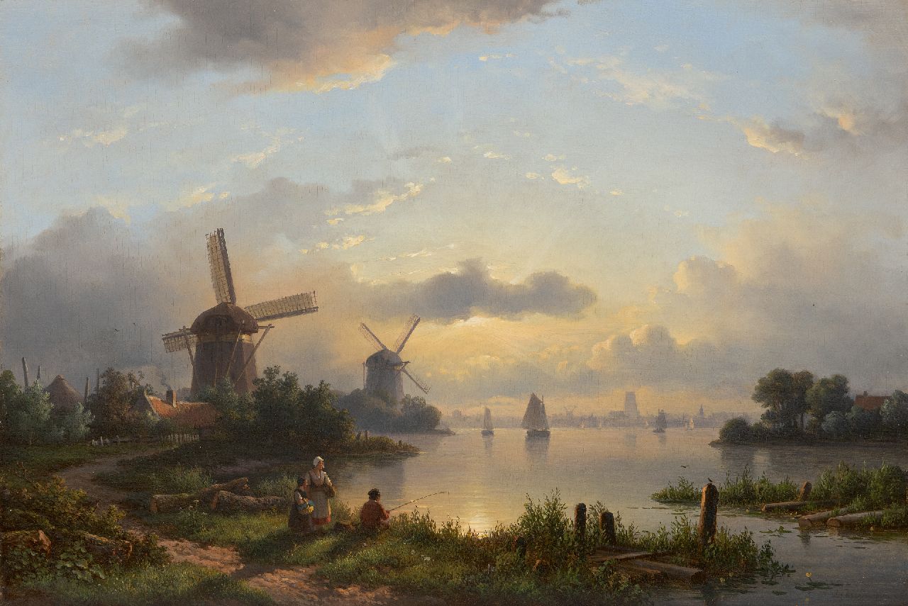 Kleijn L.J.  | Lodewijk Johannes Kleijn, Flusslandschaft, Öl auf Holz 44,5 x 66,2 cm, Unterzeichnet u.r.