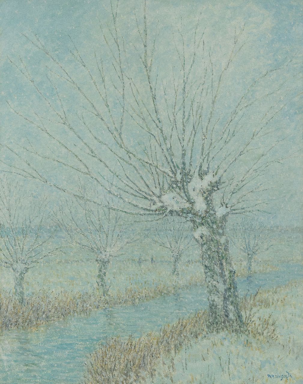 Singer W.H.  | William Henry Singer, The First Snow, Holland, Öl auf Holzfaser 50,5 x 40,0 cm, Unterzeichnet u.r. und im Verso datiert 1933