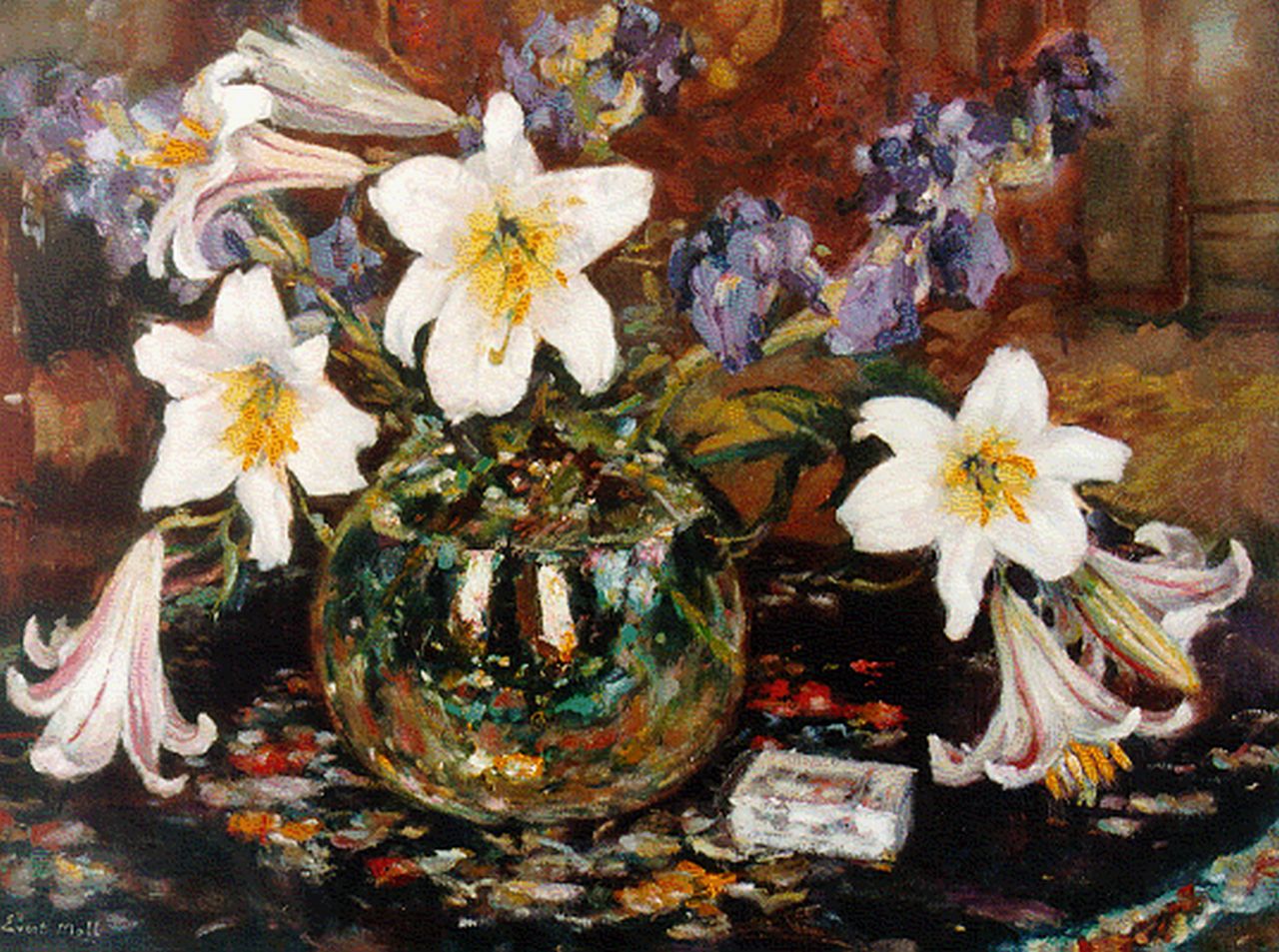 Moll E.  | Evert Moll, Still life with lilies, Öl auf Leinwand 60,0 x 80,1 cm, signed l.l.