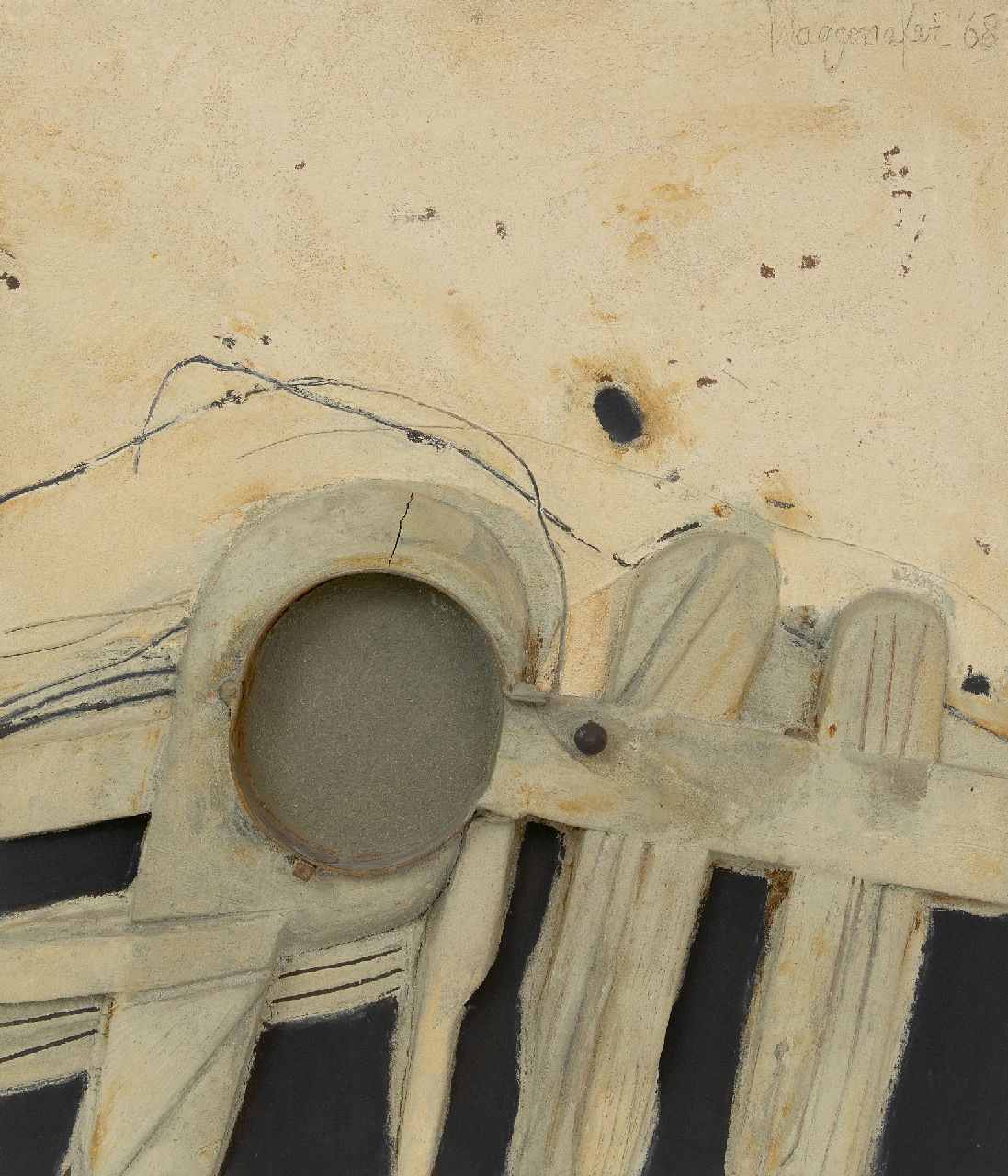 Wagemaker A.B.  | Adriaan Barend 'Jaap' Wagemaker | Gemälde zum Verkauf angeboten | Tegenstelling (Contrast), Gemischte Technik auf Holzfaser 59,0 x 51,0 cm, Unterzeichnet o.r. und datiert '68