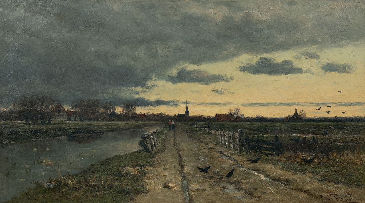 Roelofs W.  | Willem Roelofs, Landschaft im aufkommenden Sturm, Öl auf Leinwand 56,0 x 95,8 cm, Unterzeichnet u.r.