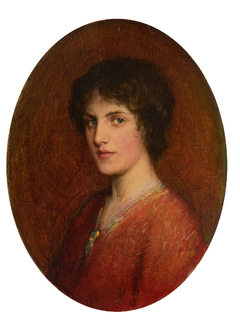 Charles Perugini | Porträt einer jungen Frau (vielleicht Kate Perugini, Öl auf Malereifaser, 40,0 x 30,3 cm, Unterzeichnet u.r. mit Monogramm