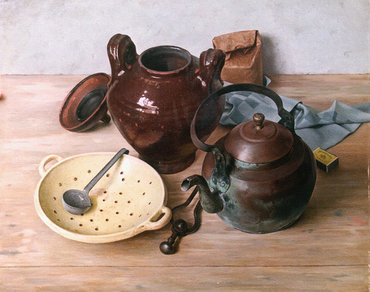 Tongeren J. van | Jan van Tongeren, A still life with pots, Öl auf Leinwand 64,8 x 80,2 cm, signed u.l. und dated '41