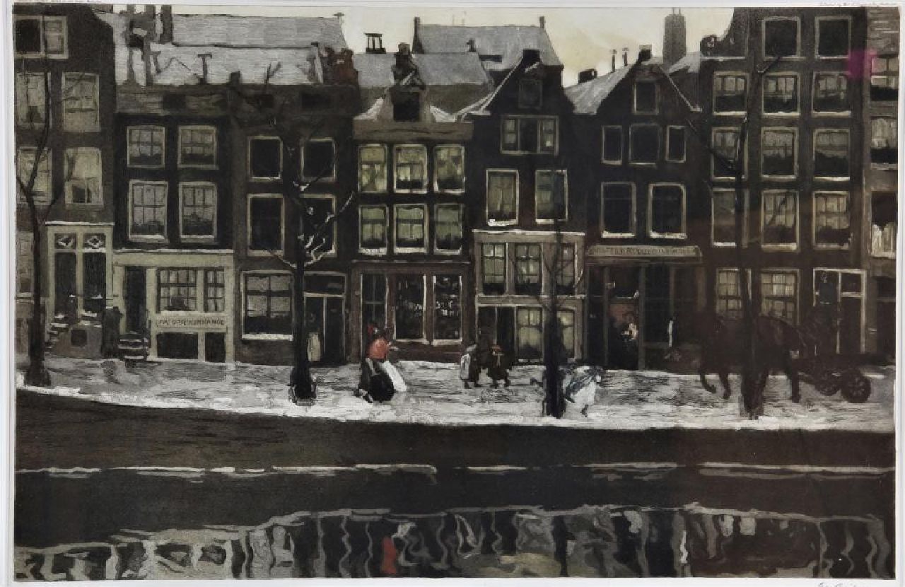 Breitner G.H.  | George Hendrik Breitner, Ein Kanal im Schnee in Amsterdam, Aquatinta 39,8 x 61,0 cm, Unterzeichnet u.r.