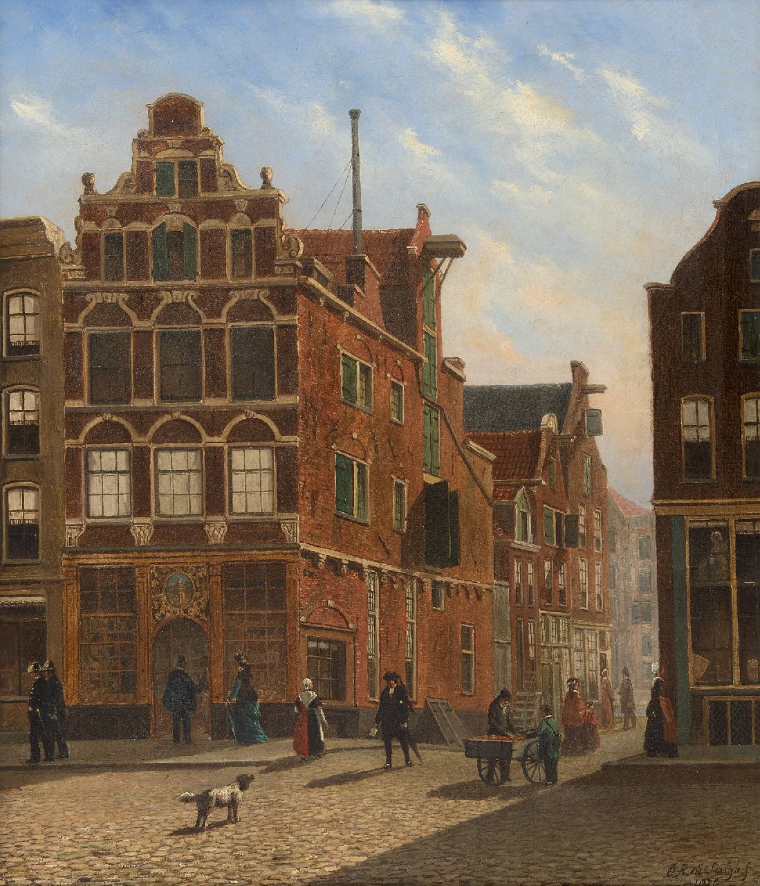 Oene Romkes de Jongh | Blick in eine niederländische Stadt, Öl auf Leinwand, 54,0 x 44,0 cm, Unterzeichnet u.r. und datiert 1876