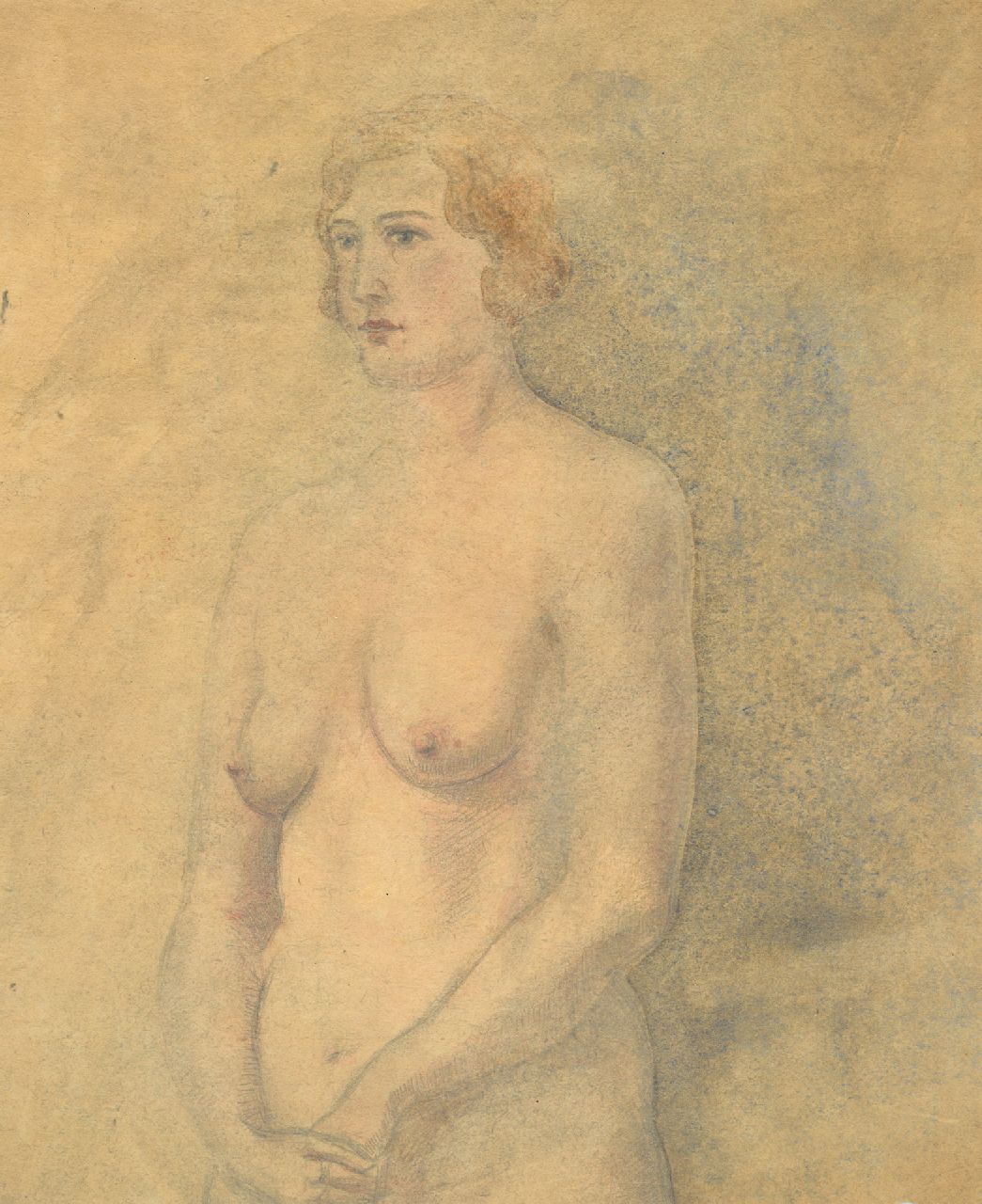 Schnell G. van | Gabriel van Schnell | Aquarelle und Zeichnungen zum Verkauf angeboten | Studie eines stehenden weiblichen Aktes, Tinte auf Papier 27,7 x 28,5 cm, zonder lijst