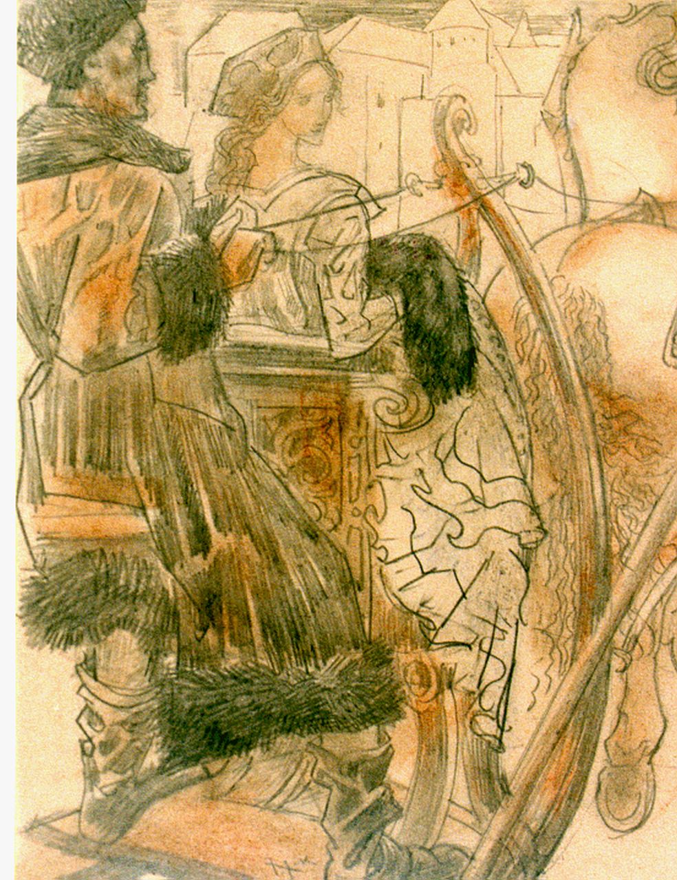 Konijnenburg W.A. van | Willem Adriaan van Konijnenburg, Horse-sledge, Gemischte Technik auf Papier 11,5 x 9,0 cm, signed l.l. with monogram und dated '42