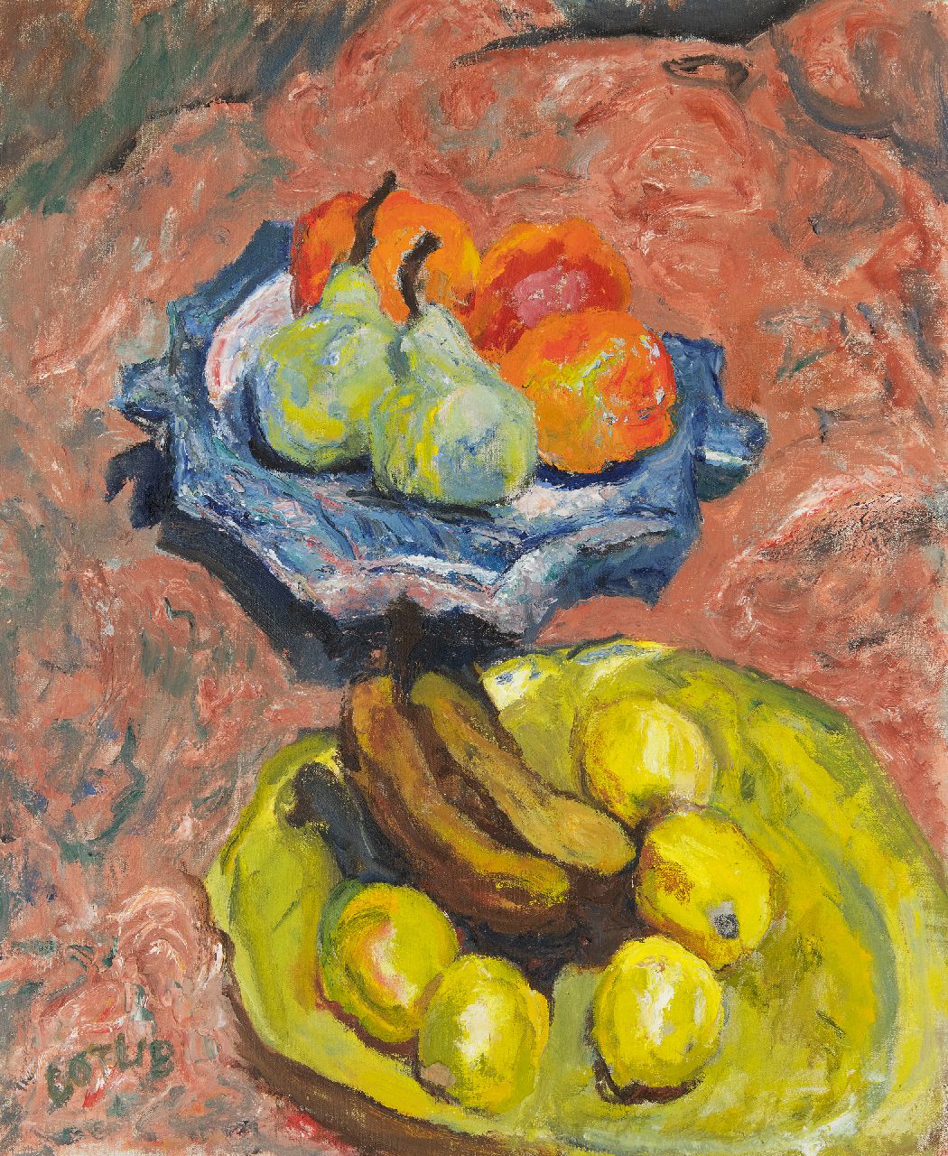 Gotlib H.  | Henryk Gotlib | Gemälde zum Verkauf angeboten | Obst in zwei Schalen, Öl auf Leinwand 76,3 x 63,7 cm, Unterzeichnet u.l. und zu datieren 1962