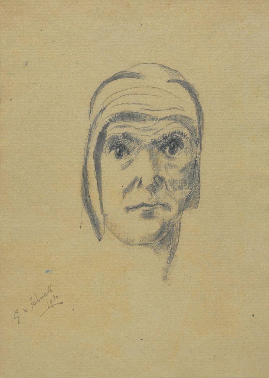 Schnell G. van | Gabriel van Schnell | Aquarelle und Zeichnungen zum Verkauf angeboten | Mann mit Hut mit Ohrenklappen, Aquarell auf Papier 23,0 x 16,3 cm, Unterzeichnet l.u. und datiert 1930, ohne Rahmen
