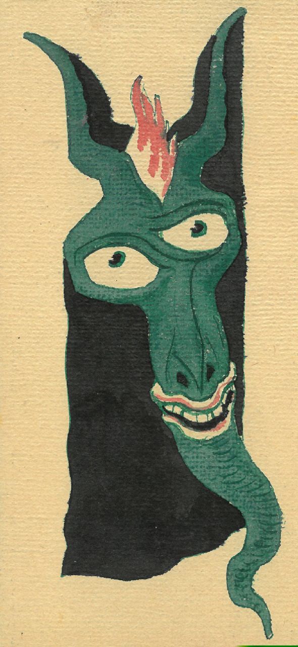 Schnell G. van | Gabriel van Schnell | Aquarelle und Zeichnungen zum Verkauf angeboten | Fantasy-Grotesk II, Tinte und Aquarell auf Papier 19,0 x 8,8 cm, ohne Rahmen