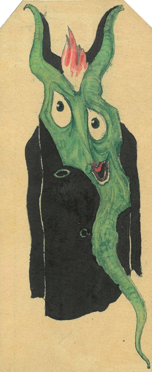 Schnell G. van | Gabriel van Schnell | Aquarelle und Zeichnungen zum Verkauf angeboten | Fantasy-Grotesk III, Tinte und Aquarell auf Papier 18,7 x 7,7 cm, ohne Rahmen
