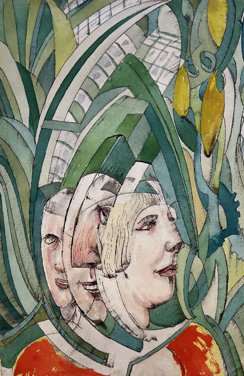 Schnell G. van | Gabriel van Schnell | Aquarelle und Zeichnungen zum Verkauf angeboten | Figuren im Untergrund, Tinte und Aquarell auf Papier 26,6 x 17,5 cm, Unterzeichnet l.u. und datiert 1911, ohne Rahmen