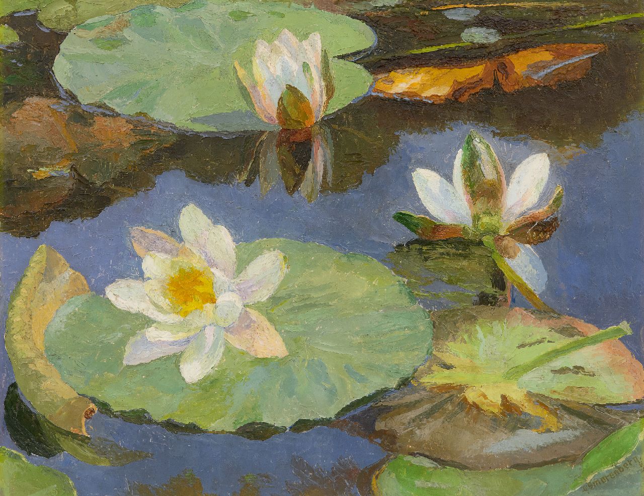 Smorenberg D.  | Dirk Smorenberg | Gemälde zum Verkauf angeboten | Wasserrosen, Öl auf Leinwand 41,2 x 53,3 cm, Unterzeichnet u.r.