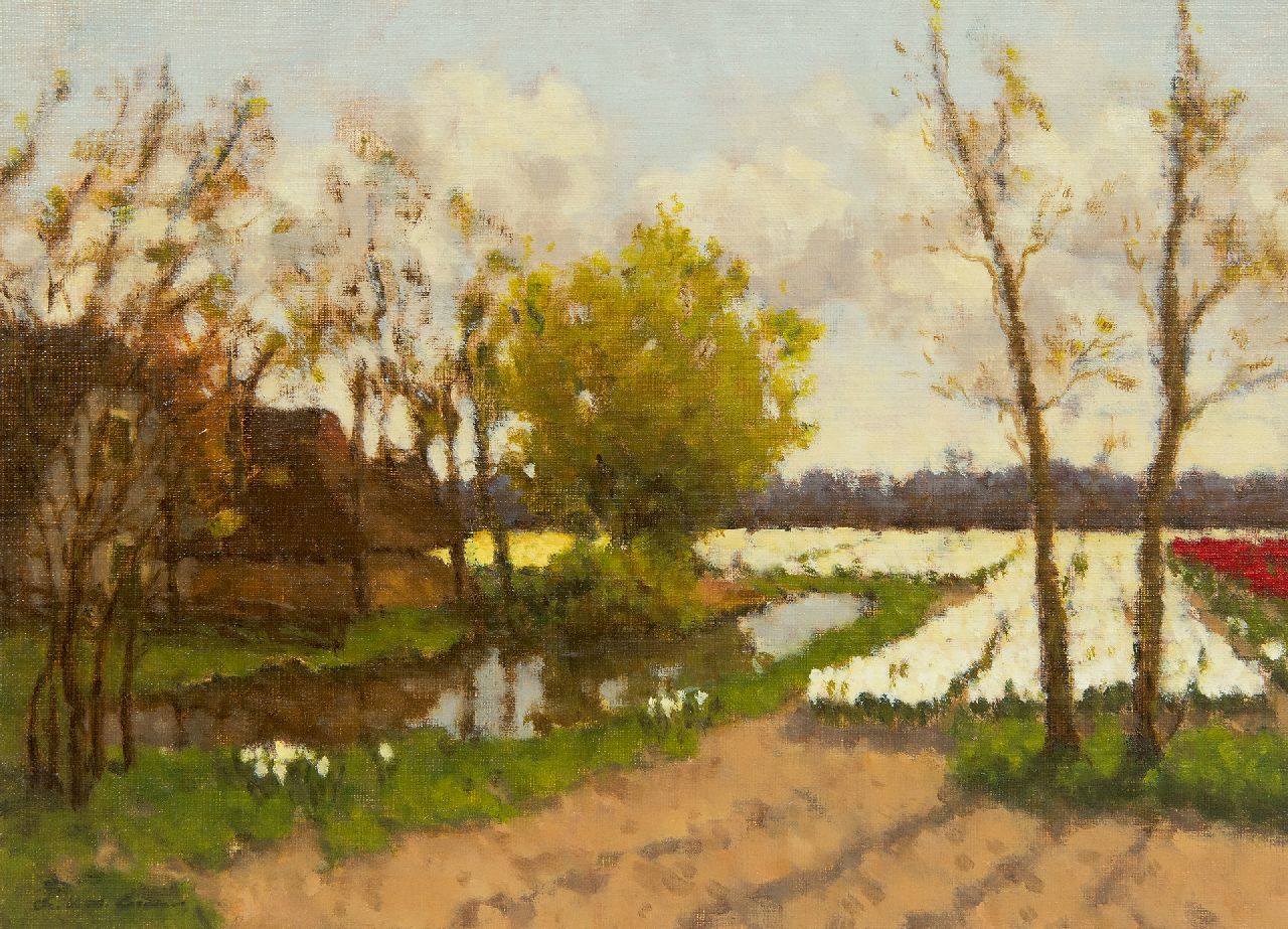 Leo van den Ende | Bauernhof in Sassenheim, Öl auf Leinwand  auf Holzfaser, 27,5 x 37,3 cm, Unterzeichnet u.l.