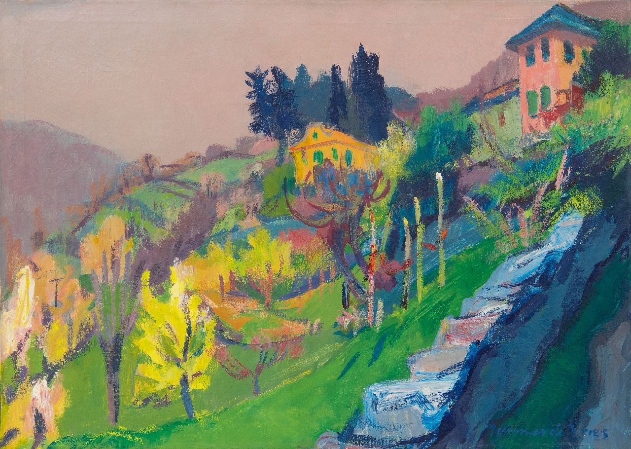 Vries J. de | Jannes de Vries, Landschaft bei Domodossola, Italien, Öl auf Leinwand 50,3 x 70,4 cm, Unterzeichnet u.r.