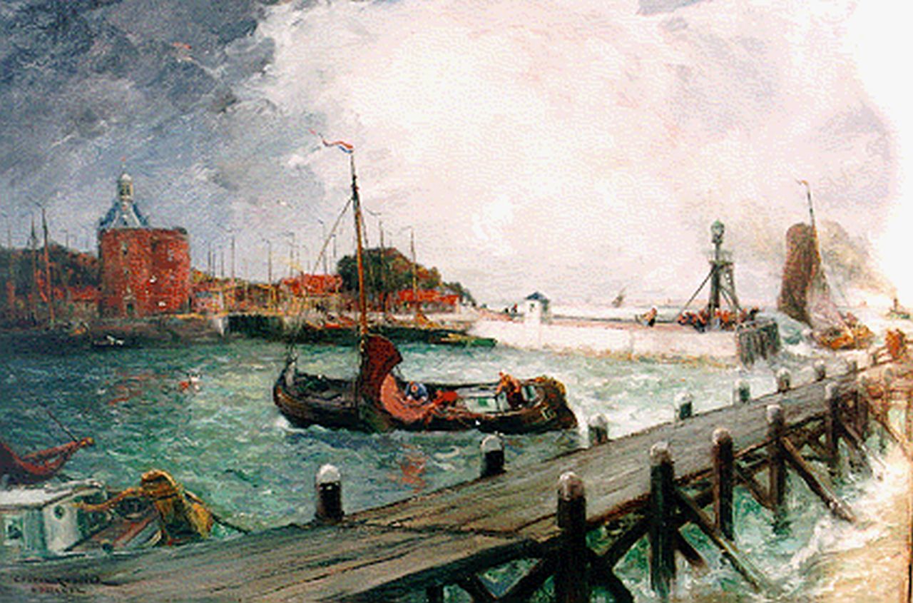 Roullet M.A.G.  | Marie Anatole Gaston 'Gaston' Roullet, The harbour of Enkhuizen, Öl auf Leinwand 79,8 x 99,8 cm, signed l.l.
