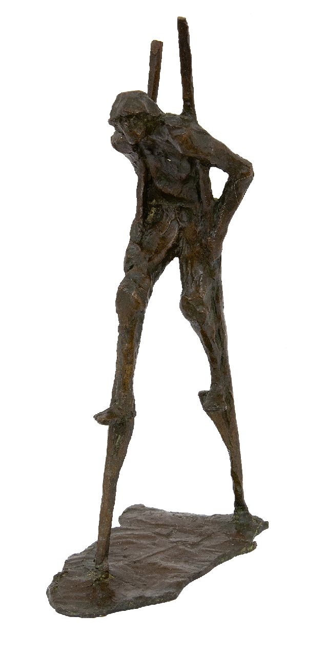 Bakker W.F.  | Willem Frederik 'Jits' Bakker | Skulpturen und Objekte zum Verkauf angeboten | Stelzenläufer, Bronze 32,0 x 8,0 cm, Unterzeichnet auf der Basis