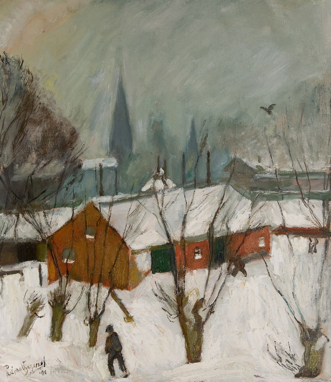 Wijngaerdt P.T. van | Petrus Theodorus 'Piet' van Wijngaerdt, Winter in Abcoude, Februar 1942 (Hommage an Pieter Breughel), Öl auf Leinwand 78,3 x 68,8 cm, Unterzeichnet u.l. und datiert '42