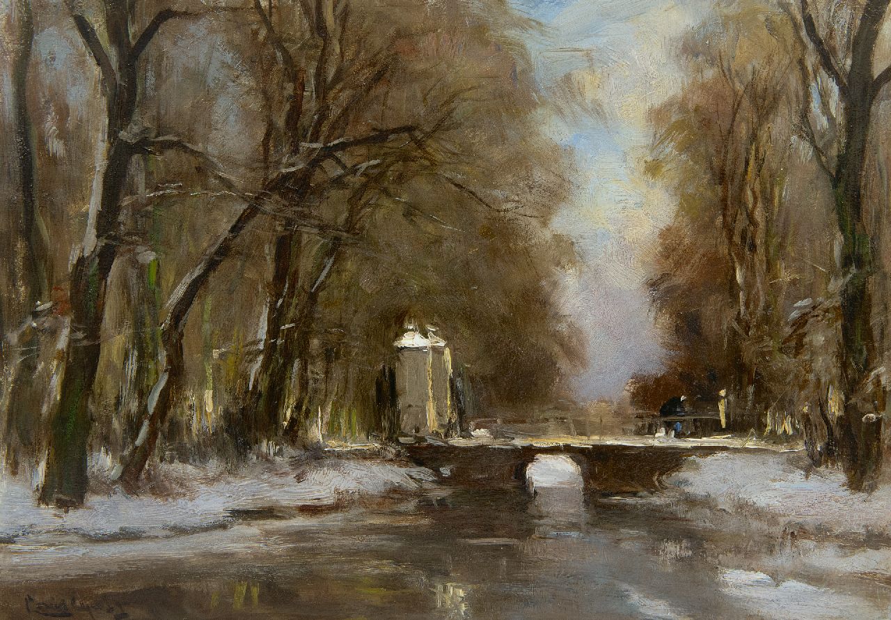 Apol L.F.H.  | Lodewijk Franciscus Hendrik 'Louis' Apol, Winter im Haager Wald, Öl auf Holz 24,4 x 34,9 cm, Unterzeichnet u.l. und zu datieren um 1930