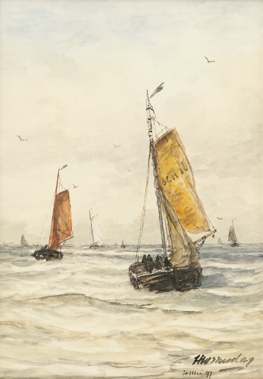 Mesdag H.W.  | Hendrik Willem Mesdag, Nach dem Sturm bei Scheveningen, Aquarell und Gouache auf Papier 36,6 x 26,7 cm, Unterzeichnet u.r. und datiert 30 Mei 97