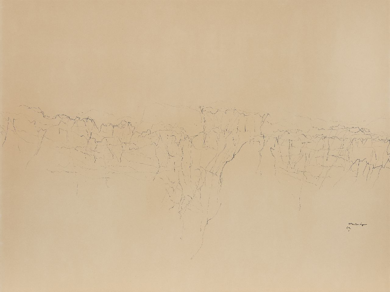 Armando | Landschap, Bleistift auf Papier, 74,0 x 99,0 cm, Unterzeichnet u.r. und datiert 1967