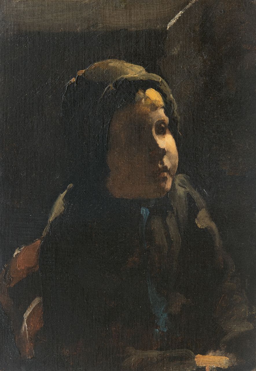 Witsen W.A.  | 'Willem' Arnold Witsen | Gemälde zum Verkauf angeboten | Bauernmädchen, Öl auf Malereifaser 35,5 x 25,3 cm, zu datieren um 1885